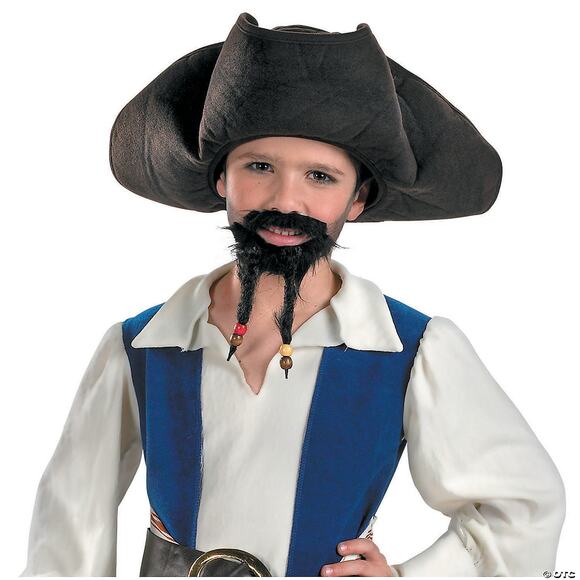CHILD PIRATE JACK SPARROW HAT & GOATEE MUSTACHE HALLOWEEN COSTUME NEW - Picture 1 of 1